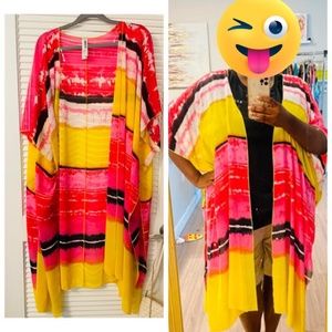 Forever21 maxi tie dye kimono